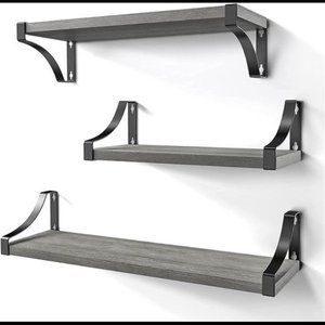 Floating Shelves Wall Mounted Set of 3, Rustic Wood Wall Shelves